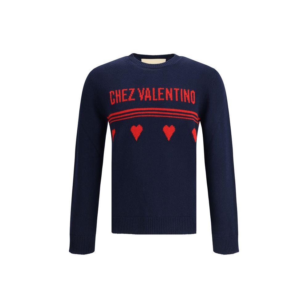 Valentino Blue Fleece Wool Sweatshirt Valentino