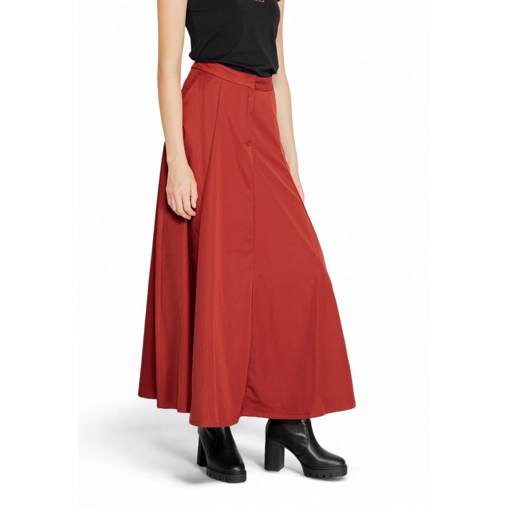 Vero Moda Red Polyester Long Skirt