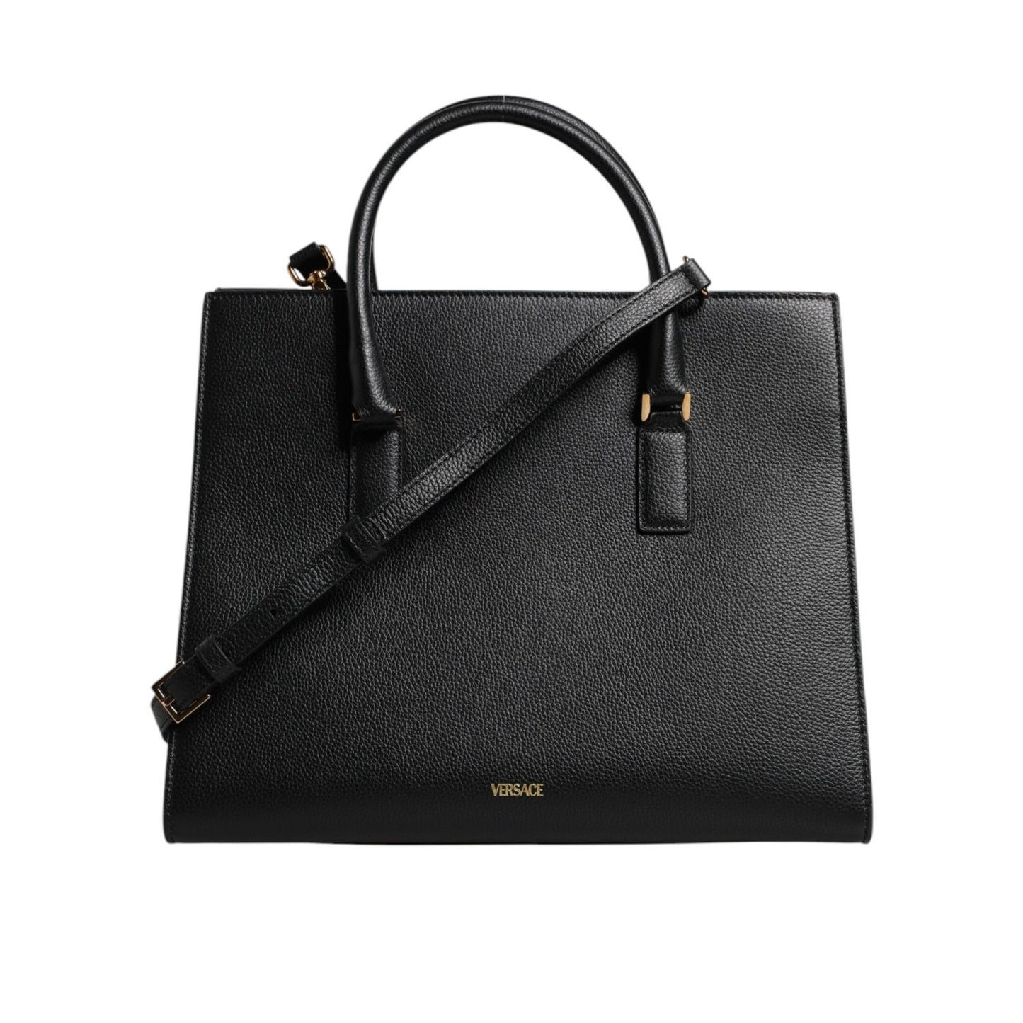 Versace Black Large Leather Top Handle Shoulder Crossbody Bag Versace