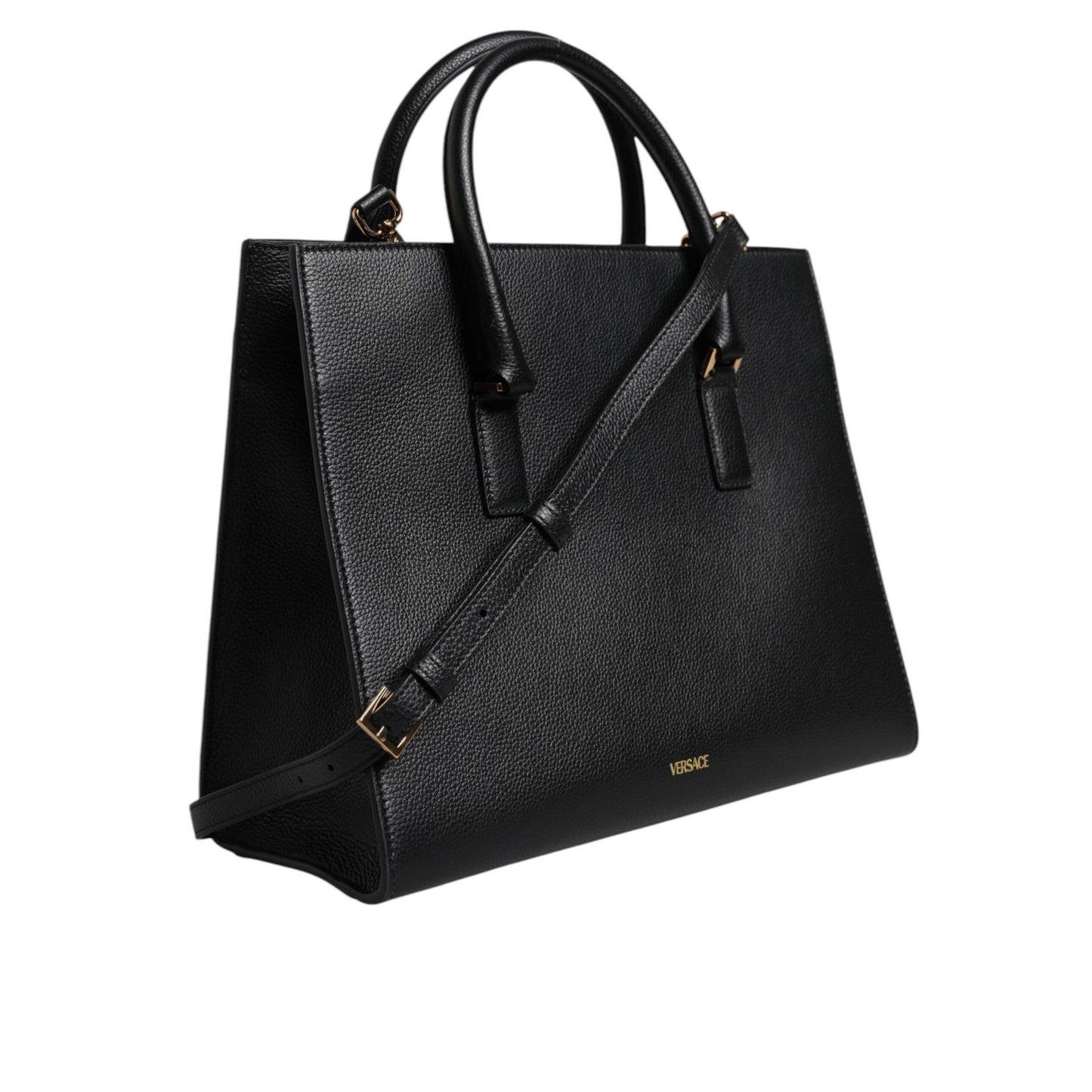 Versace Black Large Leather Top Handle Shoulder Crossbody Bag Versace