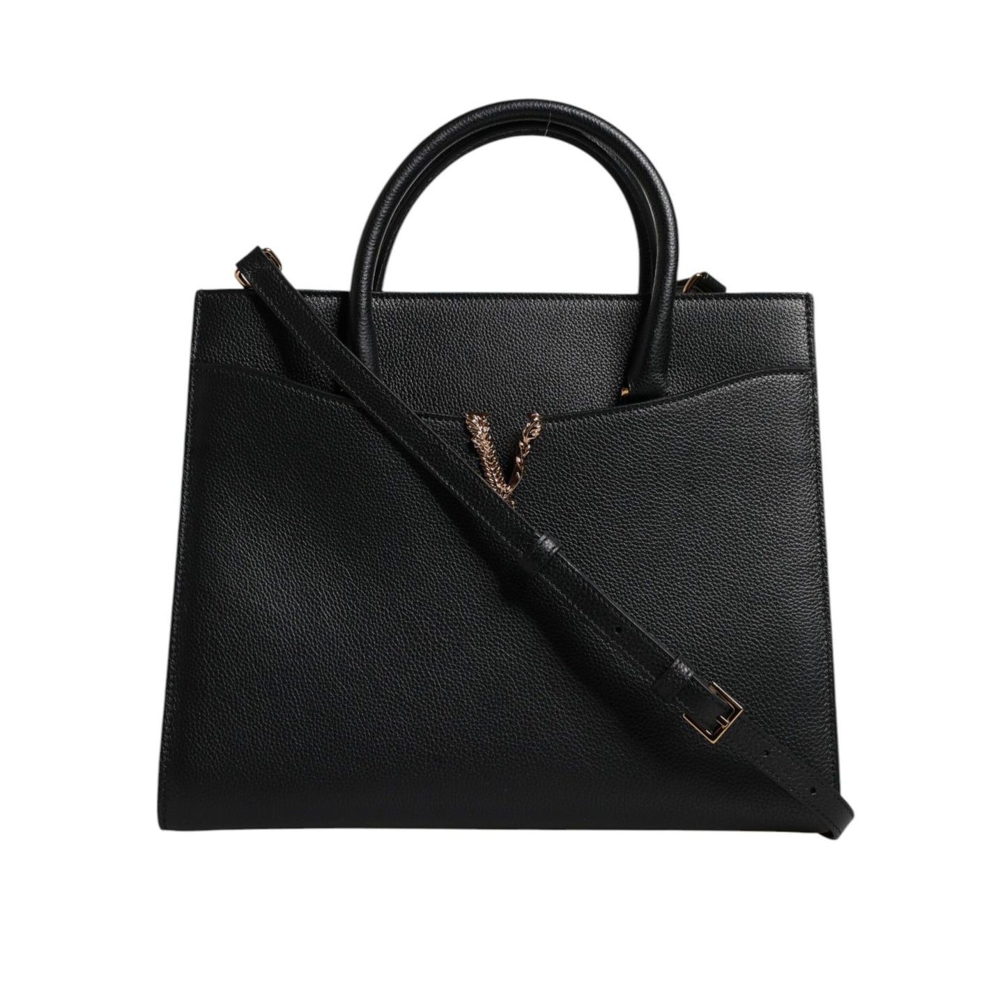 Versace Black Large Leather Top Handle Shoulder Crossbody Bag Versace