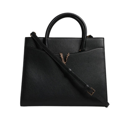 Versace Black Large Leather Top Handle Shoulder Crossbody Bag Versace