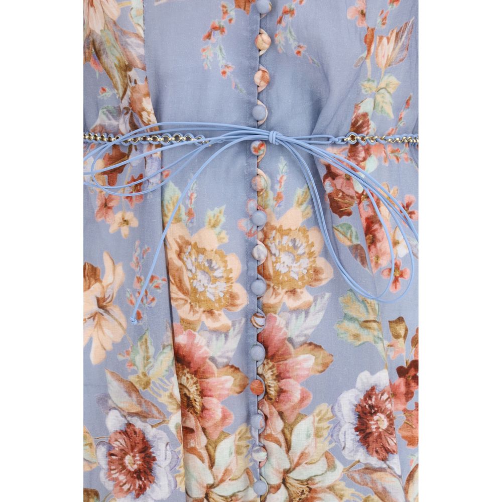 Zimmermann Multicolor Linen Long Dress 1,1728,2,3,72470364320,Clothing,Dresses - Clothing,Long - Dresses - Clothing,Multicolor,New with tags,Women,Zimmermann