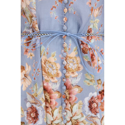 Zimmermann Multicolor Linen Long Dress 1,1728,2,3,72470364320,Clothing,Dresses - Clothing,Long - Dresses - Clothing,Multicolor,New with tags,Women,Zimmermann
