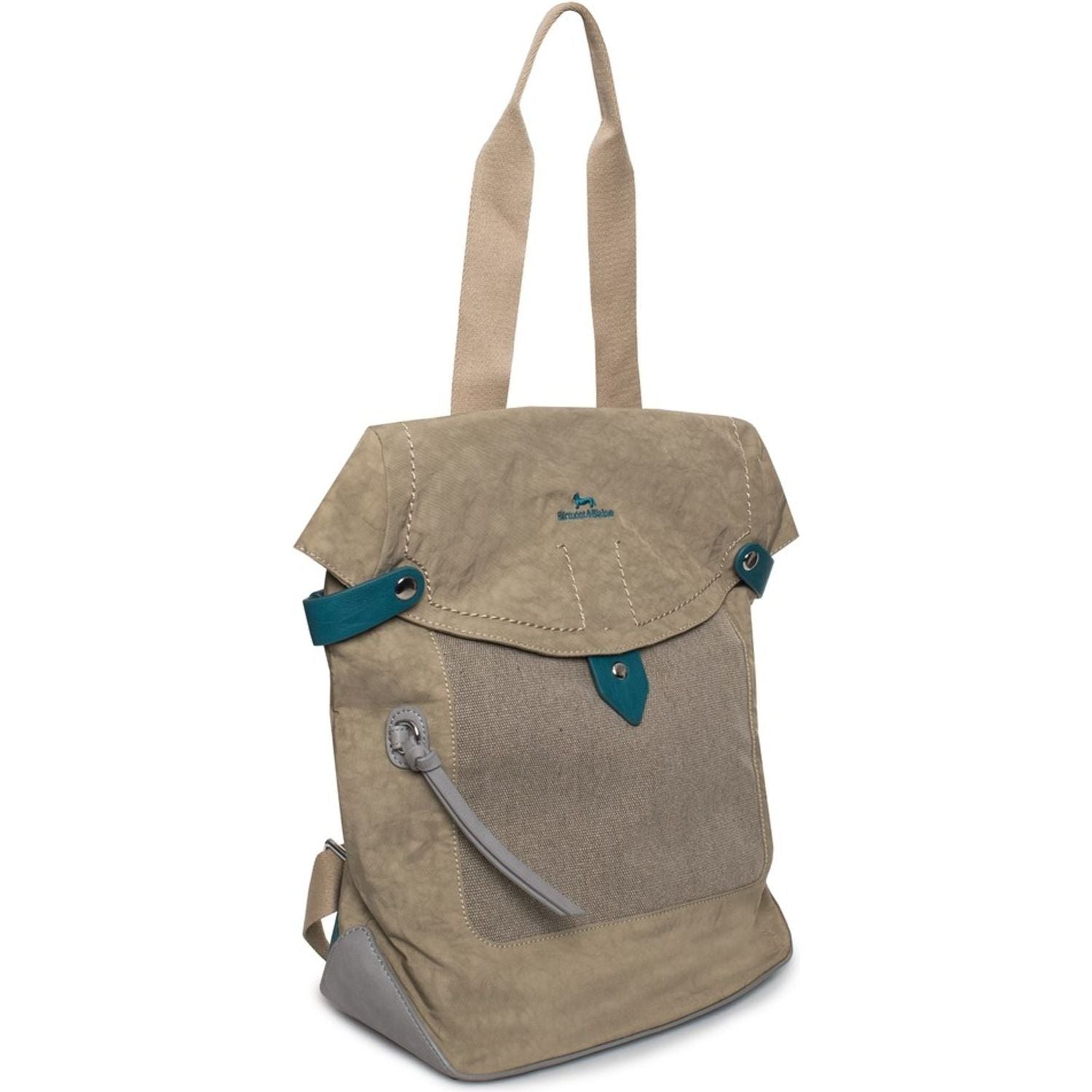 Front view with bag zipped and handles upright.