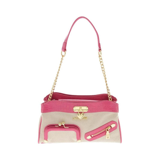 Fuchsia Canvas and Faux Leather Shoulder Bag Love Moschino