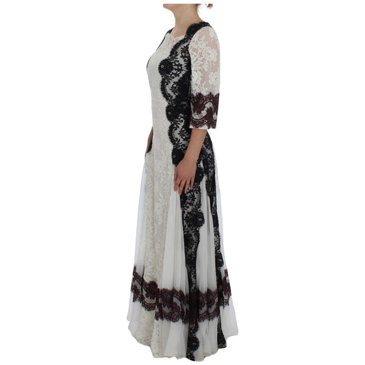 Dolce & Gabbana | White Floral Lace Full Length Gown Dress | McRichard Designer Brands