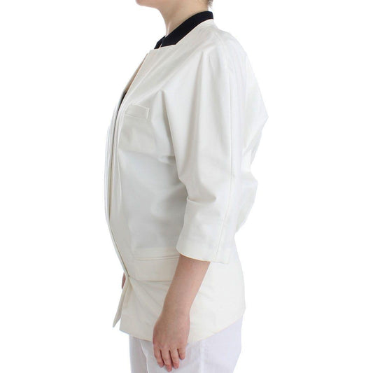 Andrea Pompilio | White Cotton Blend Oversized Blazer Jacket | McRichard Designer Brands