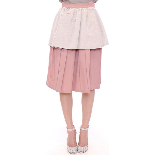 Comeforbreakfast | Pink Gray Knee-Length Pleated Skirt | McRichard Designer Brands