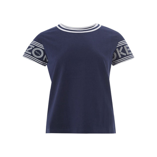 Kenzo | Blue Cotton T-Shirt With contrasting Logo on Sleeves  | McRichard Designer Brands