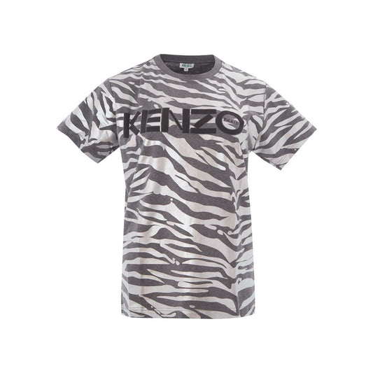 Kenzo | Grey Cotton T-Shirt With Metal Animalier Print Allover  | McRichard Designer Brands
