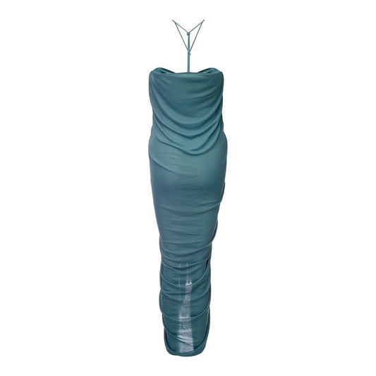Bottega Veneta | Glossy Viscose Dress with Draping Deatils | McRichard Designer Brands
