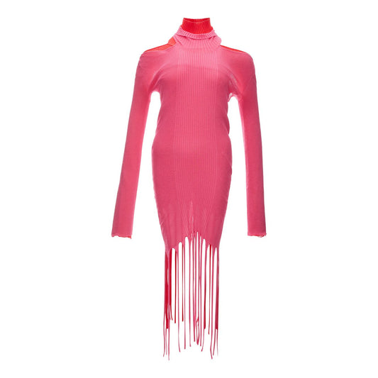 Bottega Veneta | Fringed Long Pink/Red Dress | McRichard Designer Brands