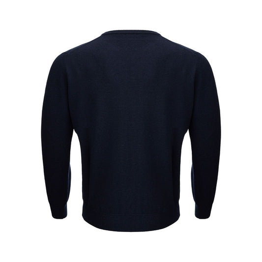 KANGRA | Blue Wool Blend Round neck Sweater | McRichard Designer Brands