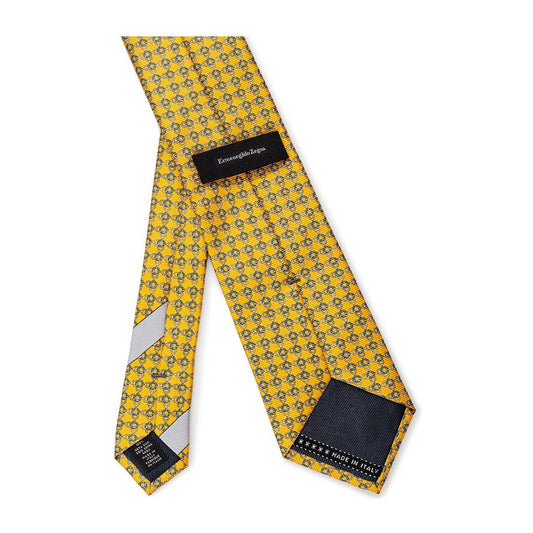 Ermenegildo Zegna | Printed Yellow Silk Tie | McRichard Designer Brands
