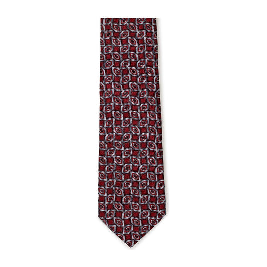 Ermenegildo Zegna | Micro Printed Dark Red Silk Tie | McRichard Designer Brands