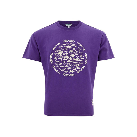 Kenzo | Purple Cotton T-Shirt with Front Print | McRichard Designer Brands