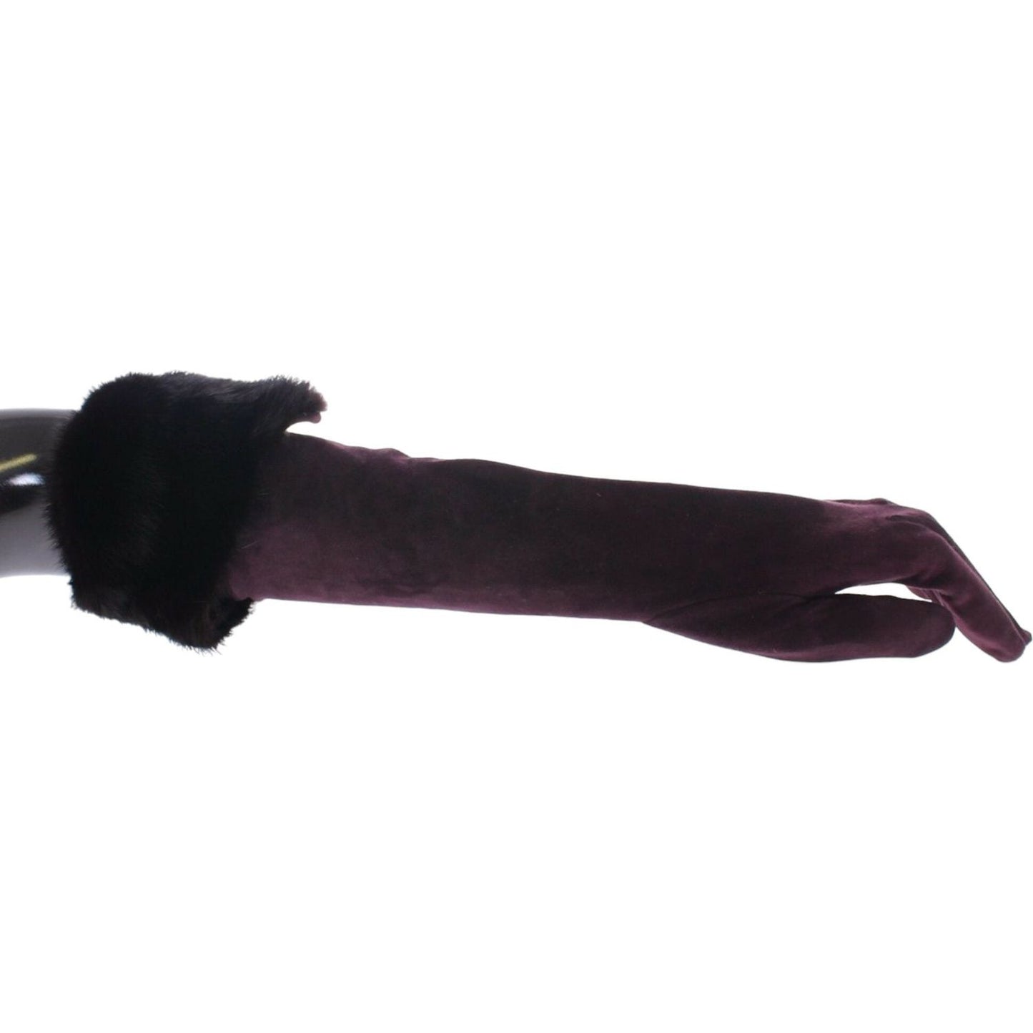 Elegant Elbow Length Purple Fur Gloves Dolce & Gabbana