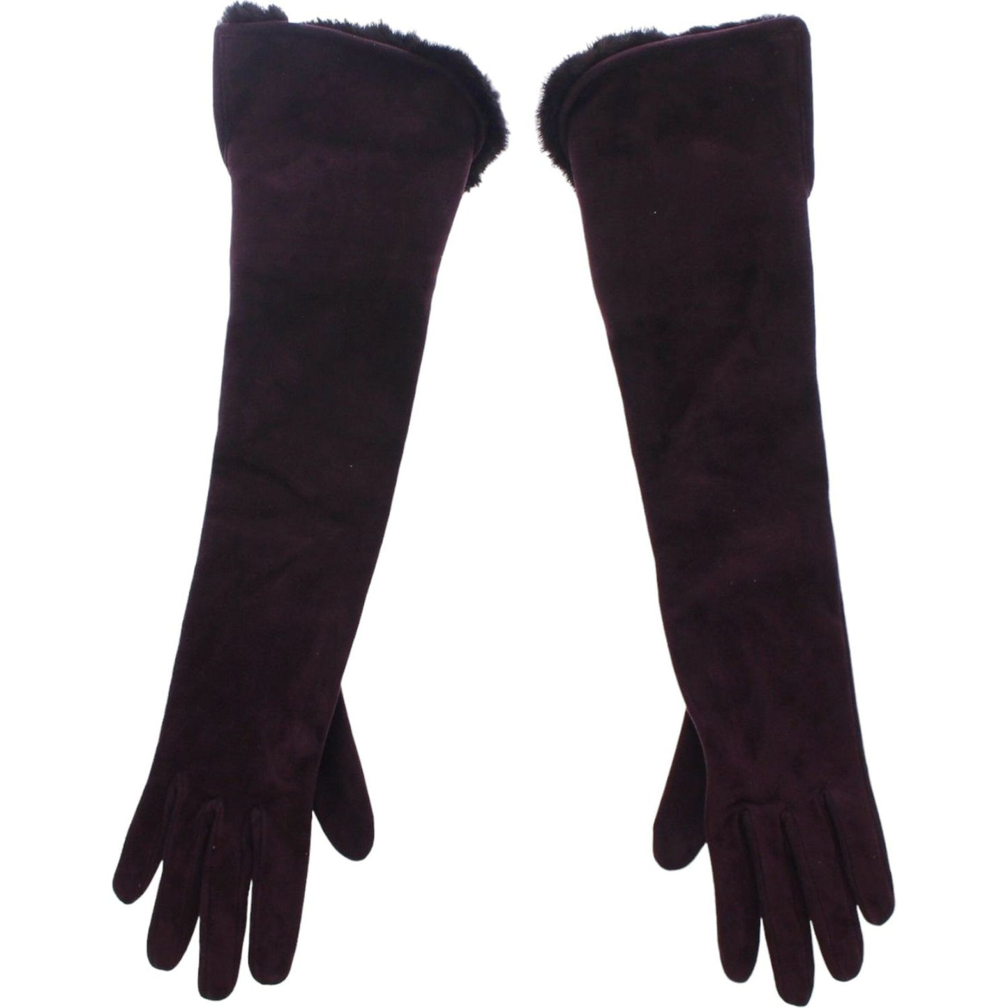 Elegant Elbow Length Purple Fur Gloves Dolce & Gabbana