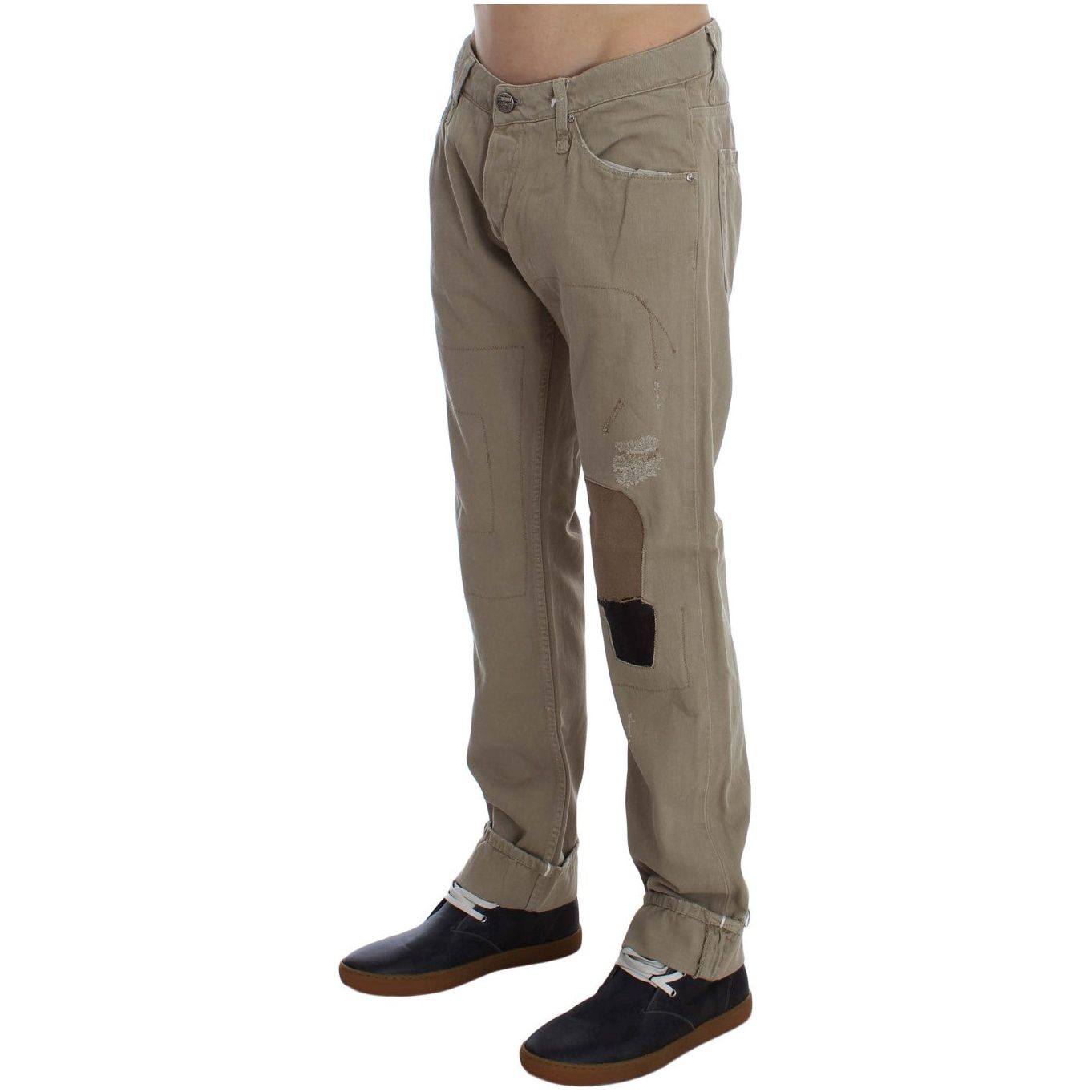 Jeans & Pants Beige Straight Fit Cotton Jeans for Men Acht