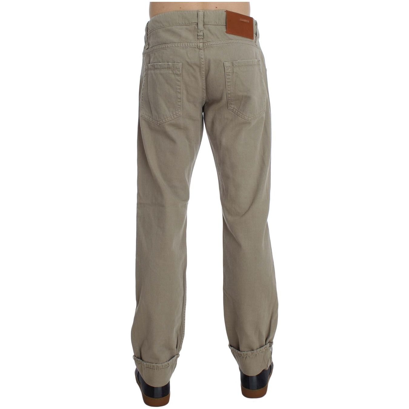 Jeans & Pants Beige Straight Fit Cotton Jeans for Men Acht