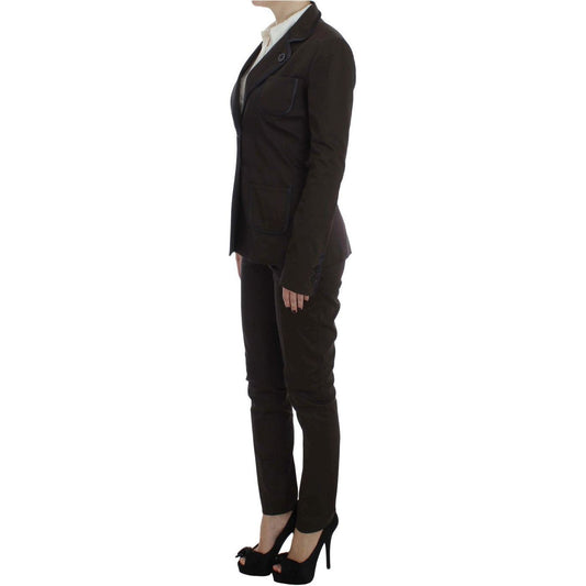 Exte Brown Stretch Two Button Suit