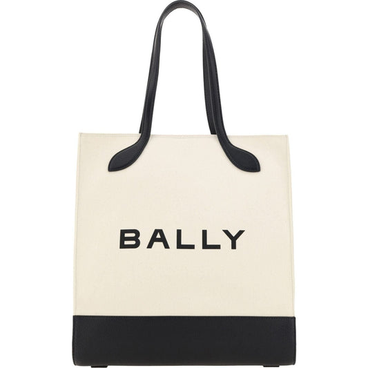 Bally | White and Black Leather Tote Shoulder Bag | McRichard Designer Brands