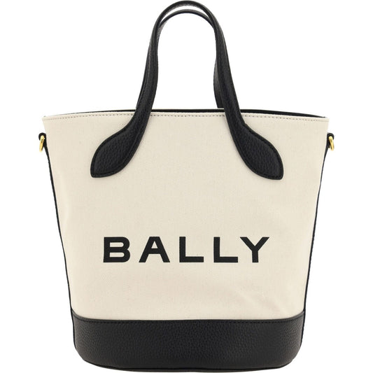 Bally | White and Black Leather Bucket Bag | McRichard Designer Brands