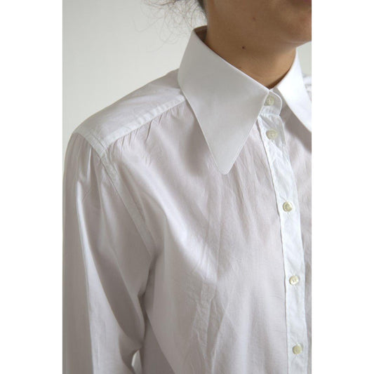 Dolce & Gabbana | White Cotton Collared Long Sleeves Shirt Top | McRichard Designer Brands