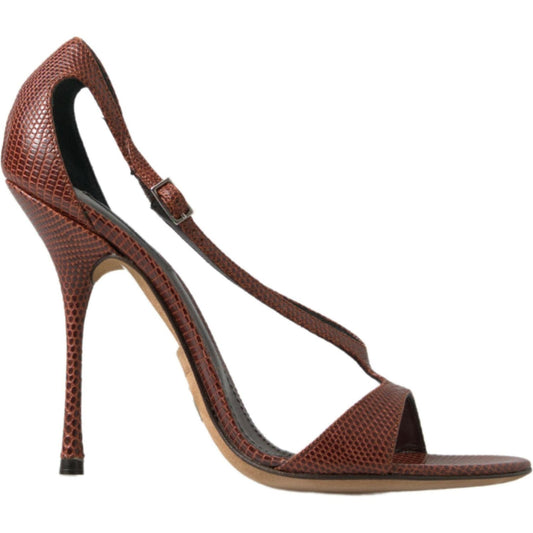 Dolce & Gabbana | Brown Leather High Heels Sandals Shoes | McRichard Designer Brands