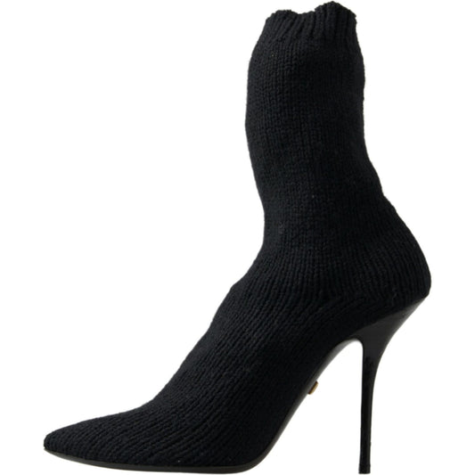 Dolce & Gabbana | Black Stiletto Heel Mid Calf Women Boot Shoes | McRichard Designer Brands