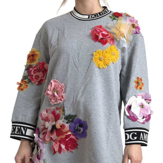 Dolce & Gabbana | Gray DG Amore Queen Floral Pullover Sweater | McRichard Designer Brands