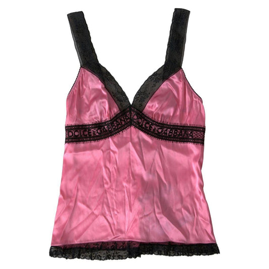 Dolce & Gabbana | Pink Lace Silk Sleepwear Camisole Top Underwear | McRichard Designer Brands