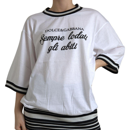 Dolce & Gabbana | White Cotton DG Fashion Crew Neck Tee T-shirt | McRichard Designer Brands
