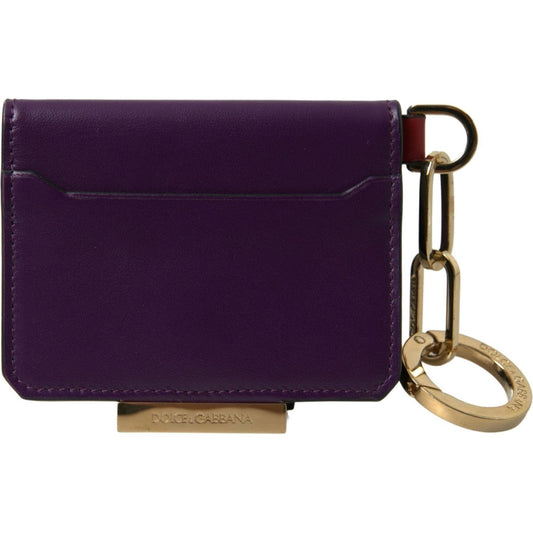 Dolce & Gabbana | Purple Calf Leather Bifold Logo Card Holder Wallet | McRichard Designer Brands