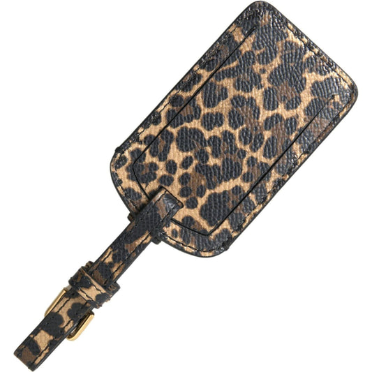 Dolce & Gabbana | Multicolor Leopard Dauphine Leather DG Logo Luggage Tag | McRichard Designer Brands