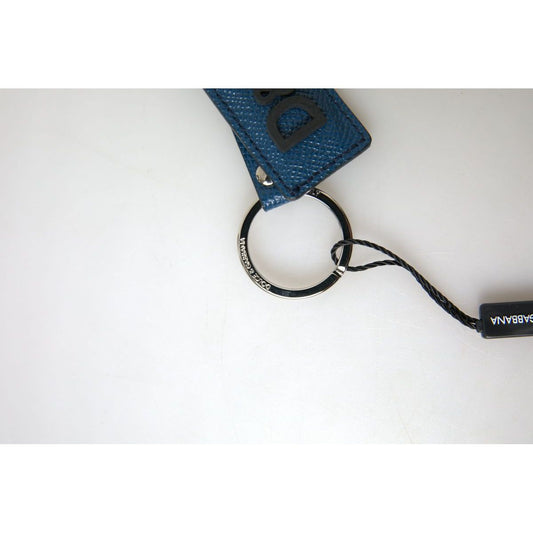 Dolce & Gabbana | Blue Leather DG Logo Silver Tone Metal Keychain | McRichard Designer Brands