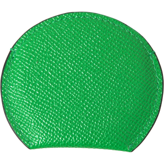 Dolce & Gabbana | Green Calfskin Leather Round Logo Hand Mirror Holder | McRichard Designer Brands