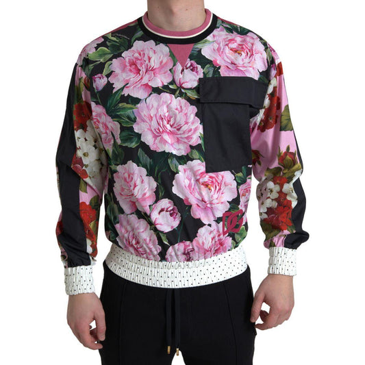 Dolce & Gabbana | Pink Floral Roses Crewneck Top Sweater | McRichard Designer Brands