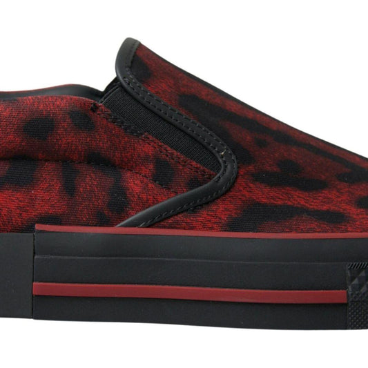 Dolce & Gabbana | Red Black Leopard Loafers Sneakers Shoes | McRichard Designer Brands