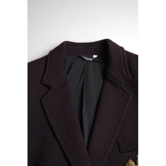 Dolce & Gabbana | Black Logo Embroidery Double Breasted Blazer | McRichard Designer Brands