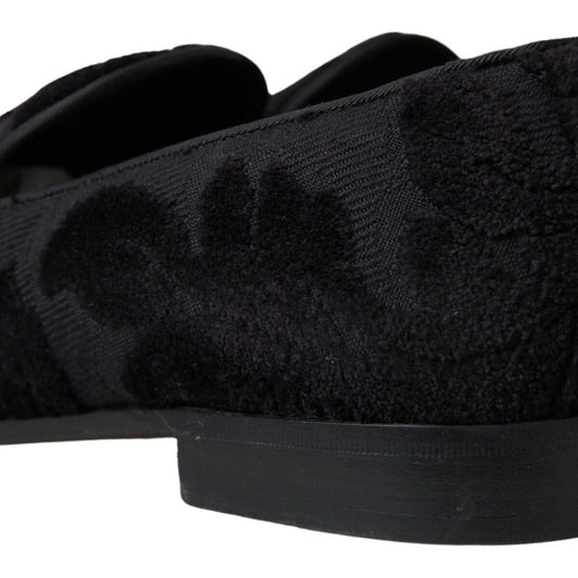 Dolce & Gabbana | Black Brocade Loafers Formal Shoes | McRichard Designer Brands