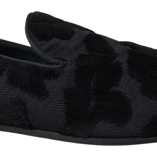 Dolce & Gabbana | Black Brocade Loafers Formal Shoes | McRichard Designer Brands