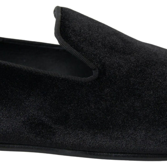 Dolce & Gabbana | Black Velvet Loafers Formal Shoes | McRichard Designer Brands