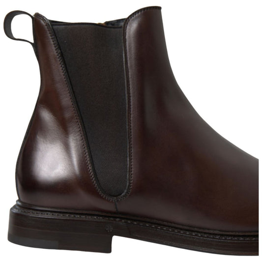 Dolce & Gabbana | Brown Leather Chelsea Mens Boots Shoes | McRichard Designer Brands