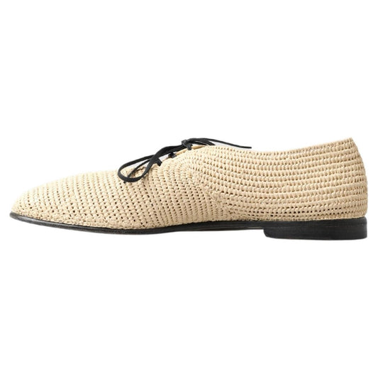 Dolce & Gabbana | Beige Woven Lace Up Casual Derby Shoes | McRichard Designer Brands