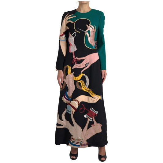Dolce & Gabbana | Multicolor Long Sleeves A-line Maxi Dress | McRichard Designer Brands