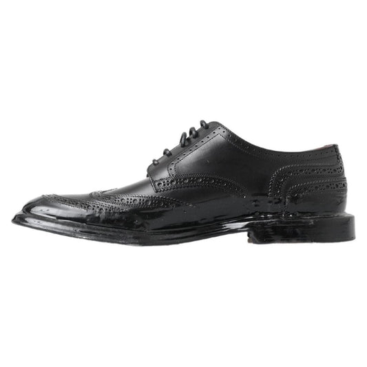 Dolce & Gabbana | Black Leather Oxford Wingtip Formal Derby Shoes | McRichard Designer Brands