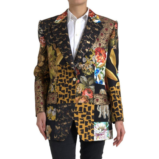 Dolce & Gabbana | Multicolor Patchwork Jacquard Coat Blazer | McRichard Designer Brands