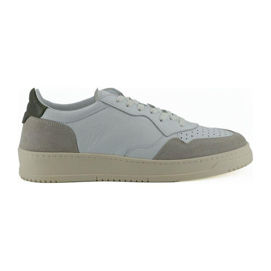 Saxone of Scotland | White and Beige Leather Low Top Sneakers | McRichard Designer Brands